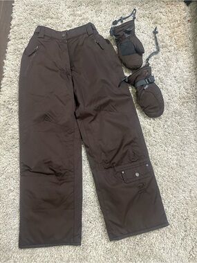 Kids' Brown Insulated Snow Overalls - Winter Ski Pants